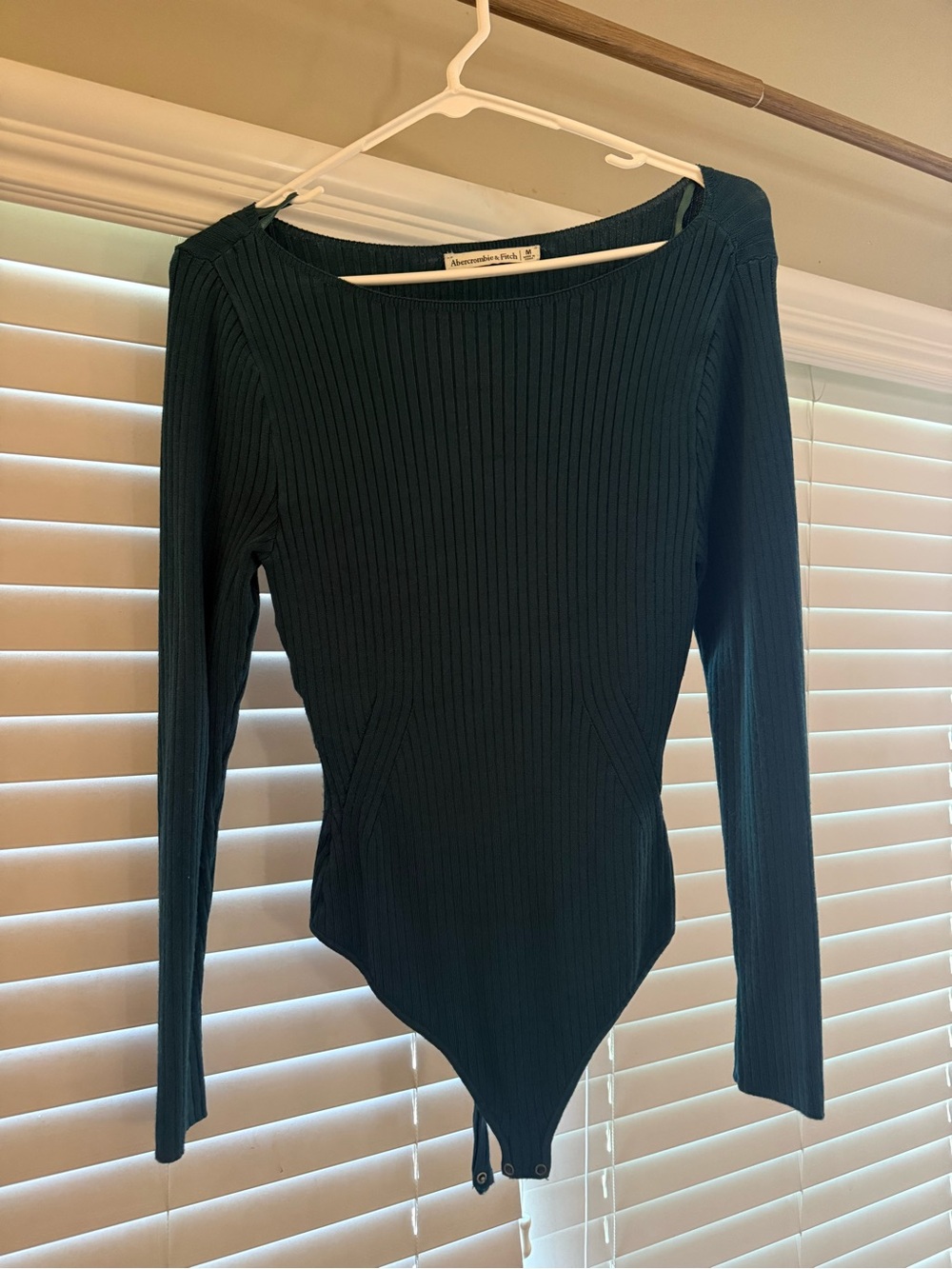Abercrombie & Fitch Ribbed Long-Sleeve Teal Bodysuit
